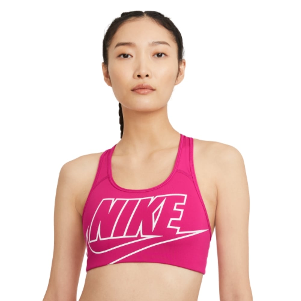 Nike Performance NIKE SWOOSH WOMEN'S MEDIUM-SUPPORT PADDED HIGH-NECK SPORTS  BRA - Medium support sports bra - guava ice/burgundy crush/beige 