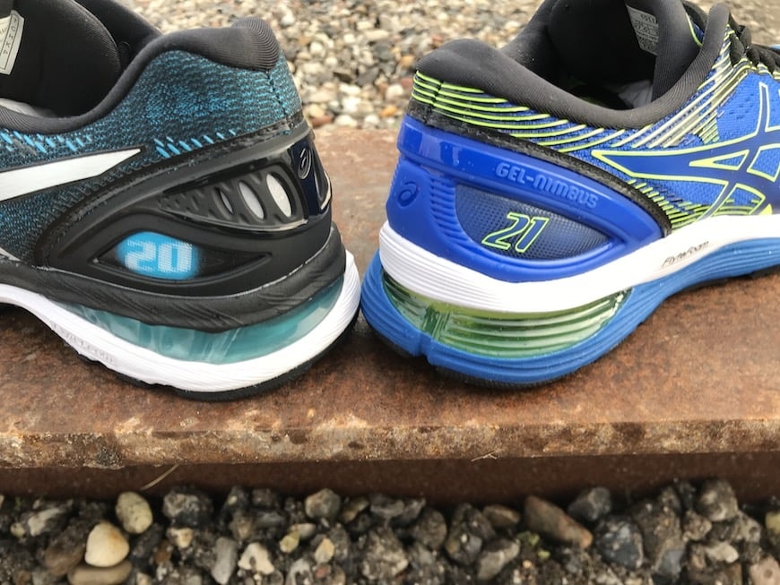 difference between asics gel nimbus 20 and 21